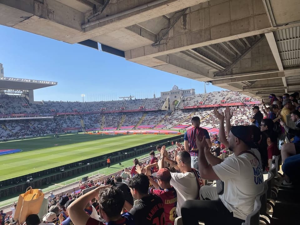 Watching FC Barcelona football match for the first time